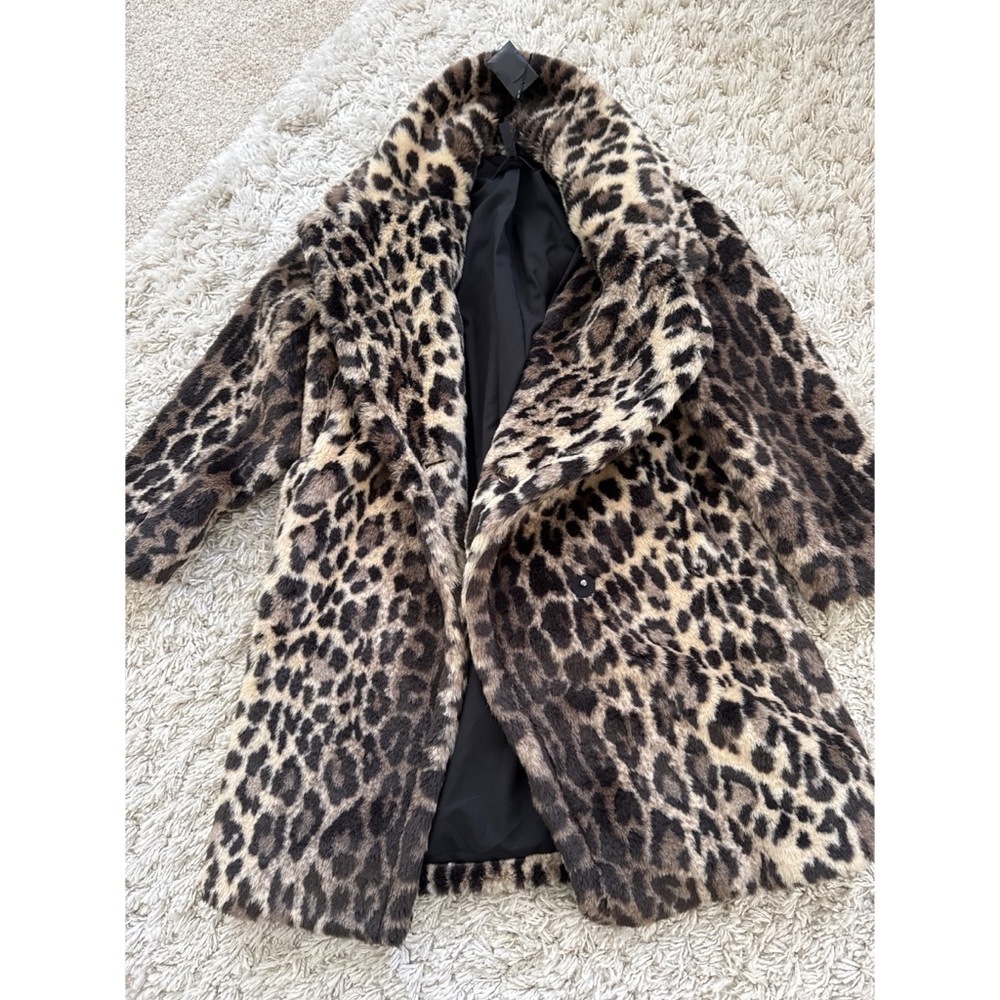 BCBGMaxAzria Animal Print Teddy Coat XS